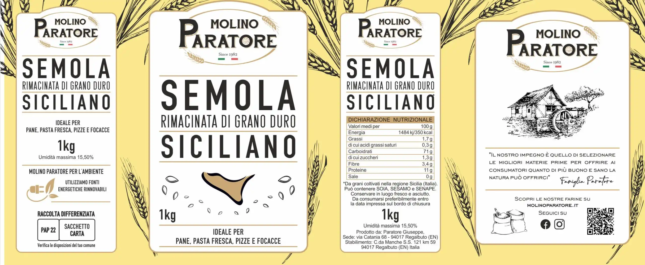 Sicilian durum wheat semolina - 1kg - AgriSicilia Shop