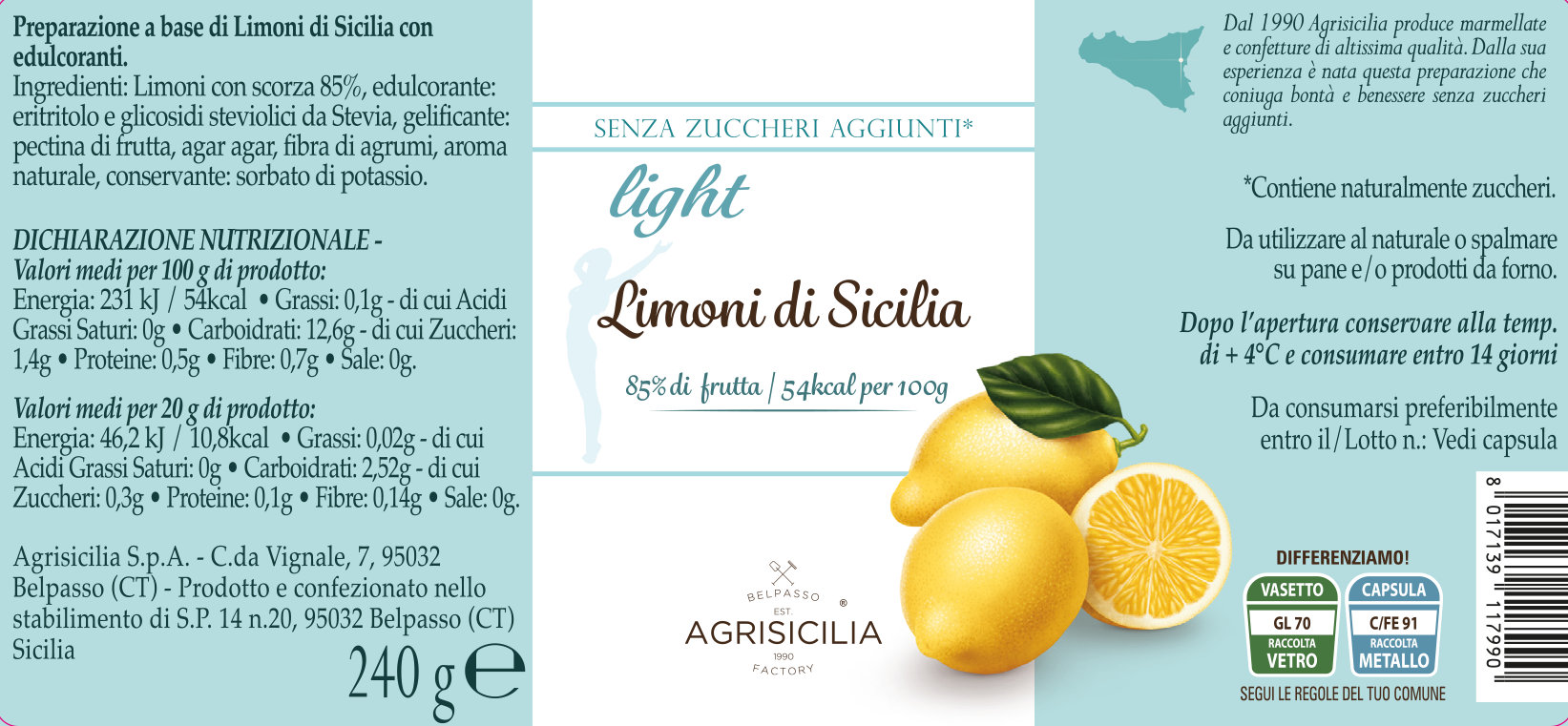 Marmellata Di Limoni Di Sicilia Light