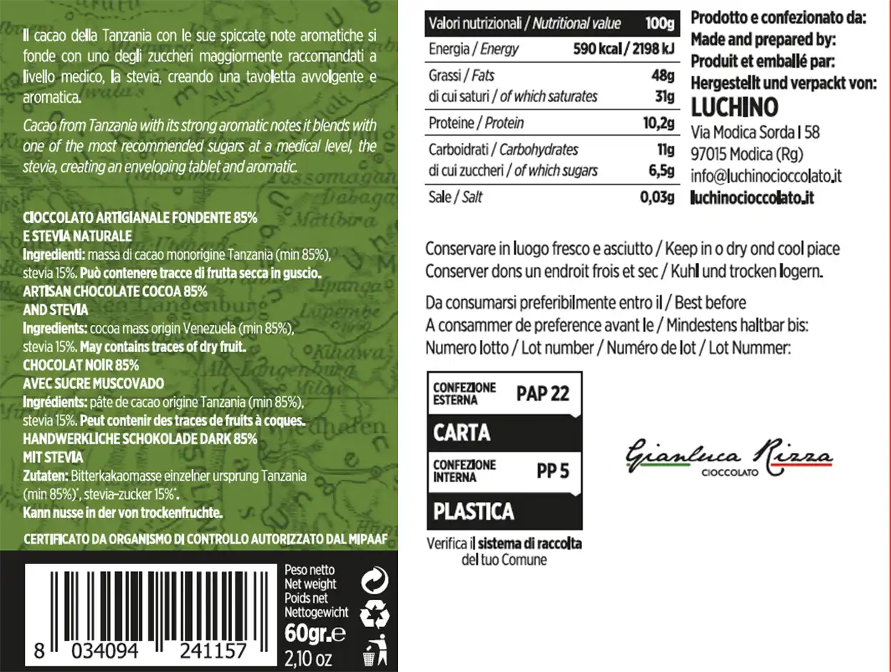 Stevia Luchino Etichetta