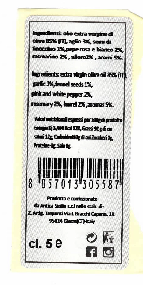 Etichetta Olio Con Spezie Bottiglia Spray Per Grigliate