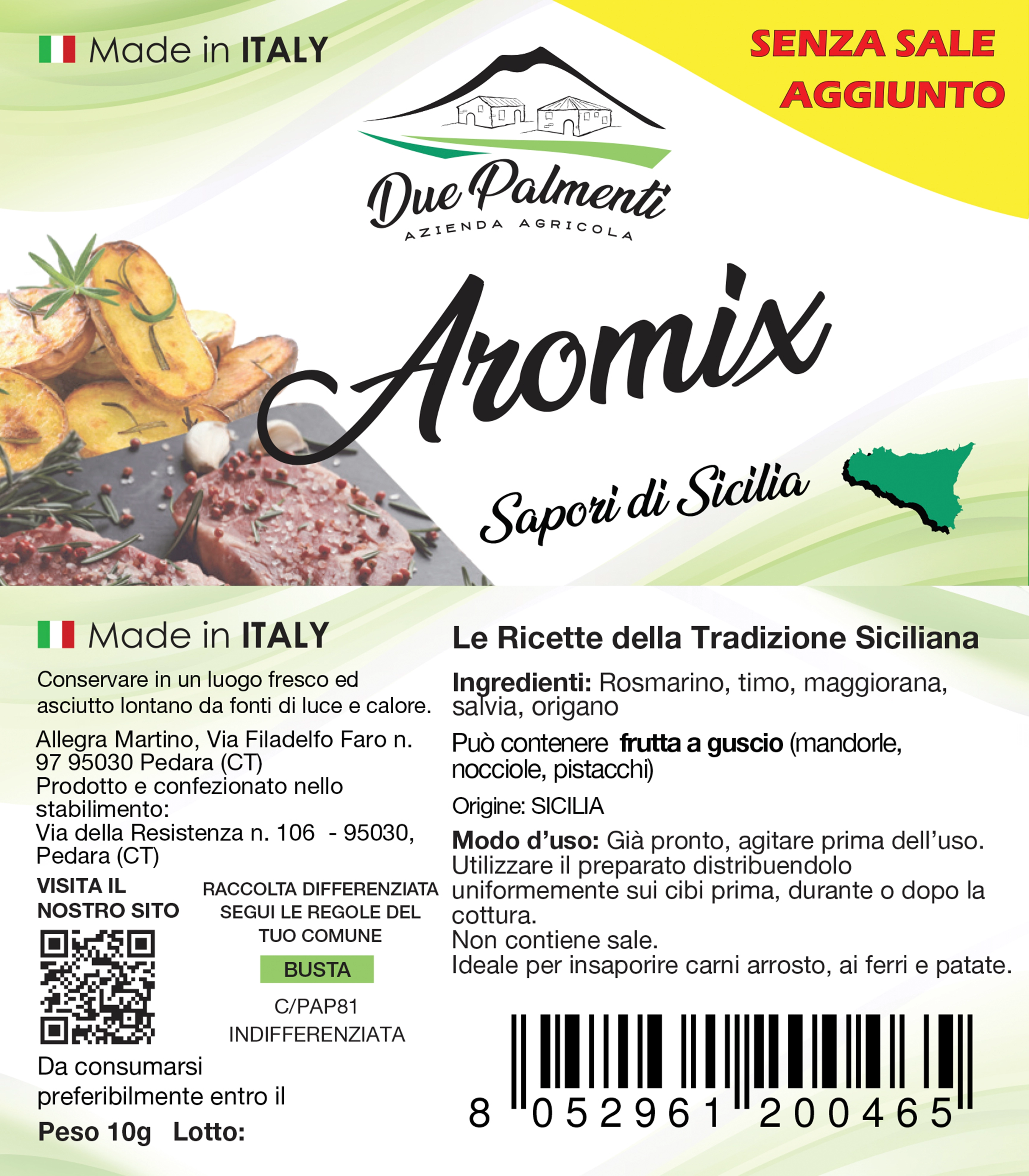 Etichetta Aromix Due Palmenti Agrisicilia